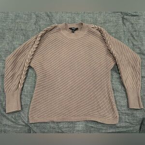 Simply Vera Vera Wang Braided Sleeve Sweater - Beige